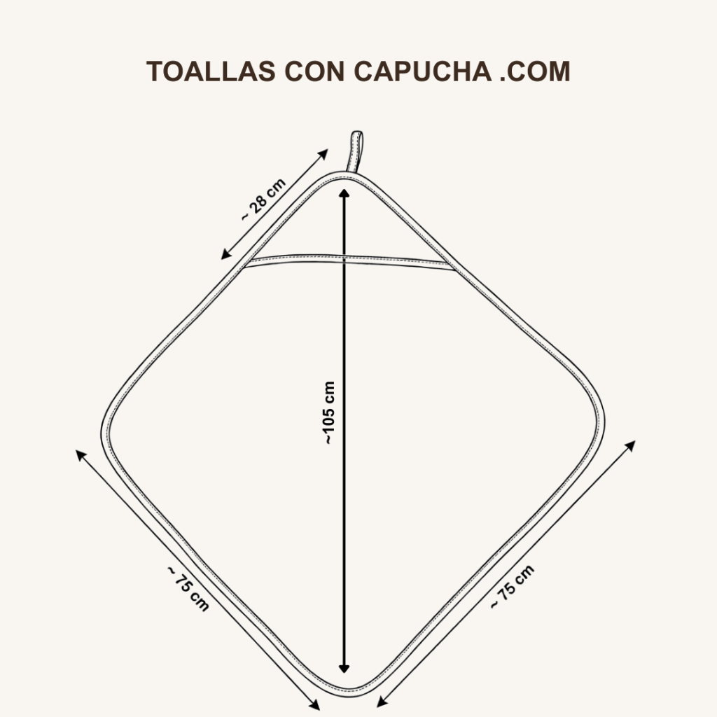 Dibujo medidas capa de baño toalla con capucha